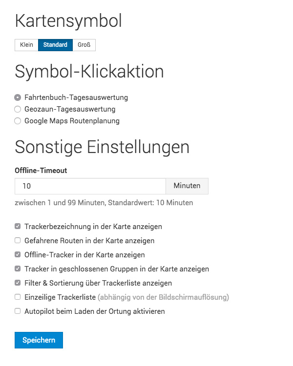 Individuelle Einstellungen für die GPS-Ortung