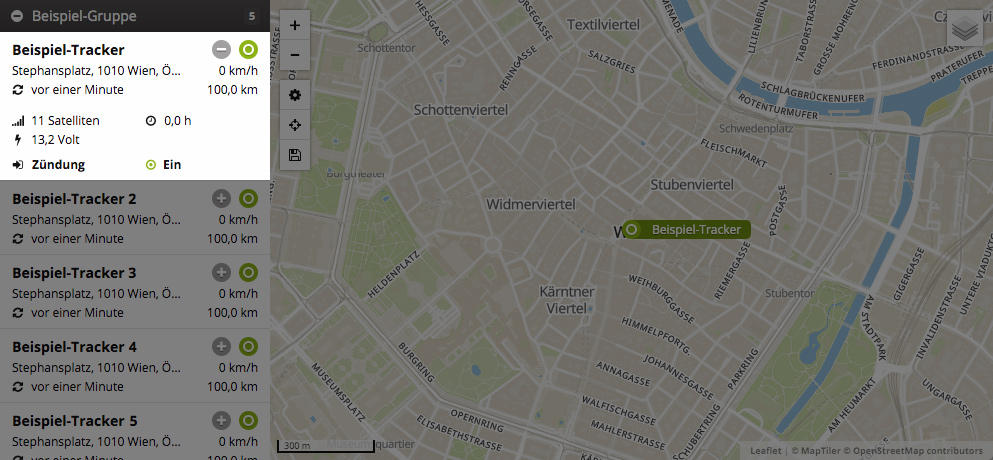 Die Listenansicht der GPS-Ortung zeigt alle Daten auf einen Blick