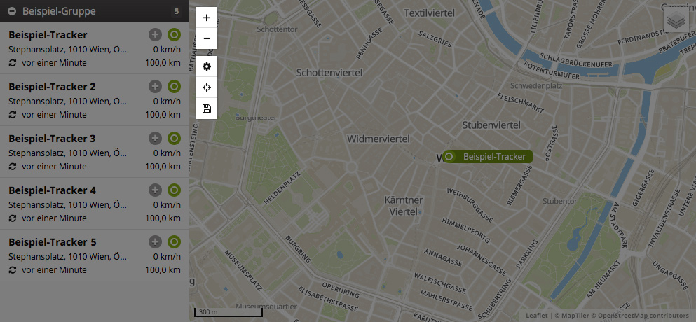 GPS-Ortung mit Steuerelementen