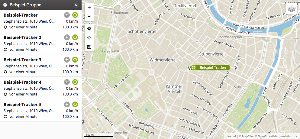 GPS-Ortung mit Listenansicht (links) und Kartenansicht (rechts)